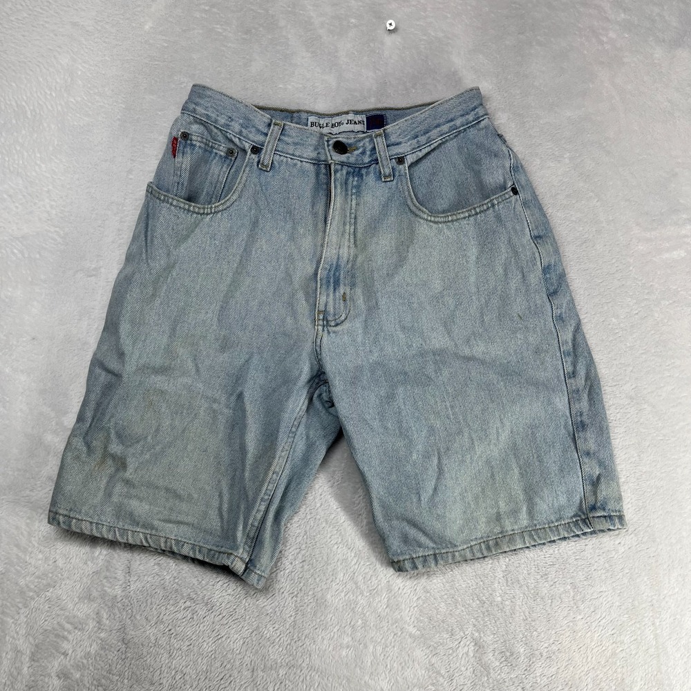 Vintage 90s Bugle Boy Denim Shorts Men's Light Blue Wash Denim Zip Fly - 36